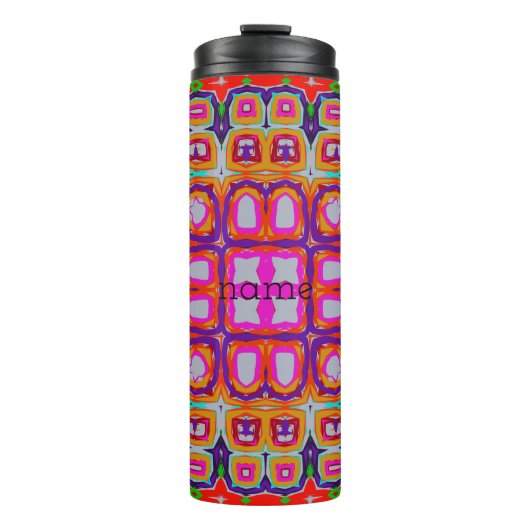 Levendig Roze Sinaasappel Abstract Kaleidoscoop Pa Thermosbeker (Voorkant)