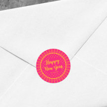 Levendig roze Starburst Script Gelukkig Nieuwjaar