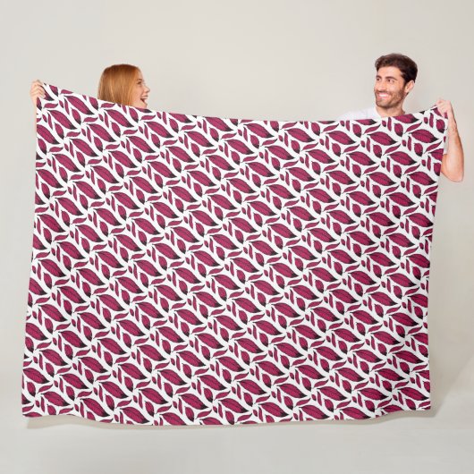 Levendig Roze Veerpatroon Fleece Deken (In situ)