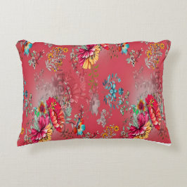 Levendig roze vintage bloempatroon accentkussen accent kussen