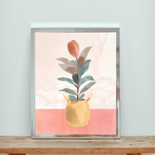 Levendig rubberen Plant in een keramische pot Foto Afdruk