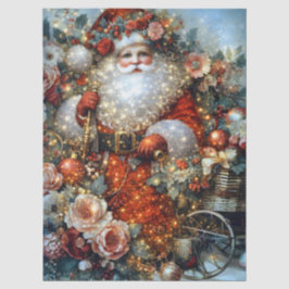 Levendig Rustiek Bloemig Vintage Kerstman Decoupag Tissuepapier