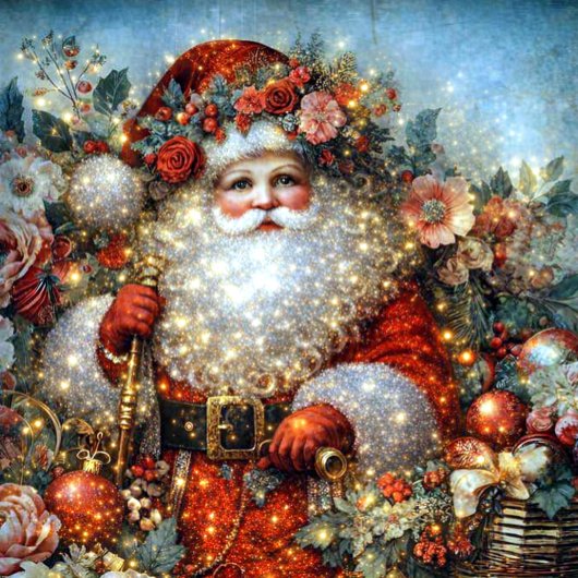 Levendig Rustiek Bloemig Vintage Kerstman Decoupag Tissuepapier