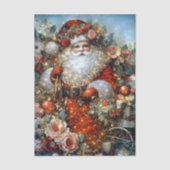 Levendig Rustiek Bloemig Vintage Kerstman Decoupag Tissuepapier (Voorkant)