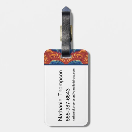 Levendig Safari wandtapijtpatroon - De Witte Lotus Bagagelabel (Achterkant verticaal)