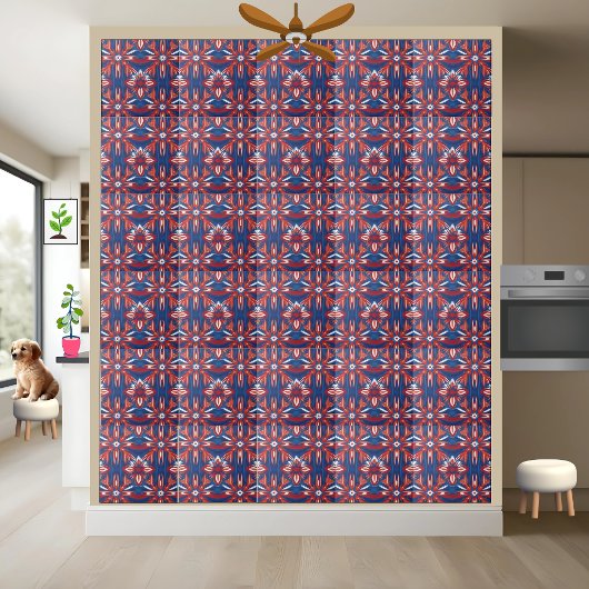 Levendig Scandinavisch Floral Tegel Pattern Tegeltje