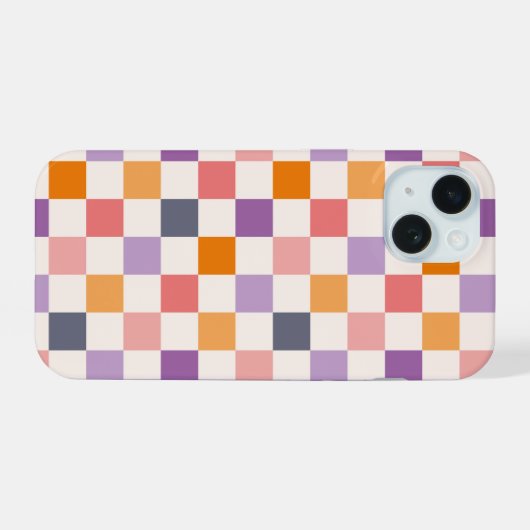 Levendig schaakbordpatroon iPhone 15 case (Achterkant horizontaal)