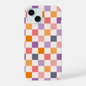Levendig schaakbordpatroon iPhone 15 case (Achterkant)