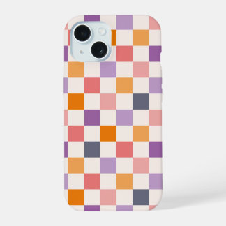 Levendig schaakbordpatroon iPhone 15 case