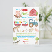 Levendig Schattige Barnyard Farm Animals Verjaarda Bedankkaart (Staand voorkant)