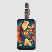 Levendig schattige elven spelen onder paddenstoele bagagelabel (Voorkant (verticaal))