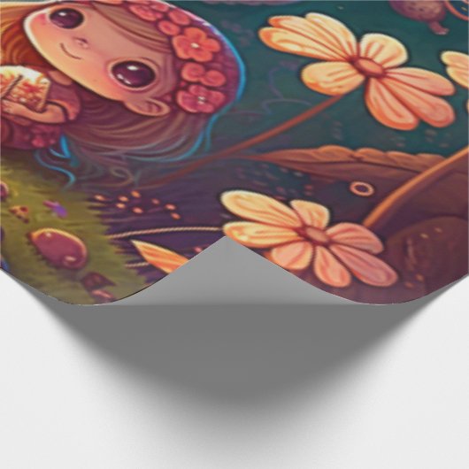 Levendig schattige elven spelen onder paddenstoele cadeaupapier (Hoek)