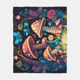 Levendig schattige elven spelen onder paddenstoele fleece deken