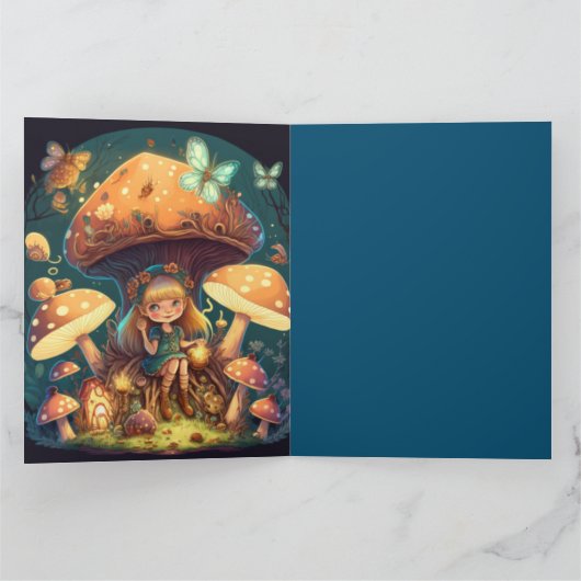 Levendig schattige elven spelen onder paddenstoele kaart (Binnen)