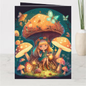 Levendig schattige elven spelen onder paddenstoele kaart (Achterkant)