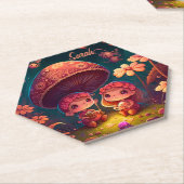 Levendig schattige elven spelen onder paddenstoele kartonnen onderzetters (Schuin)