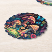 Levendig schattige elven spelen onder paddenstoele kartonnen onderzetters (Gekanteld)