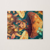 Levendig schattige elven spelen onder paddenstoele legpuzzel (Horizontaal)