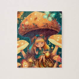 Levendig schattige elven spelen onder paddenstoele legpuzzel