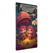 Levendig schattige elven spelen onder paddenstoele mini klembord (Schuin)