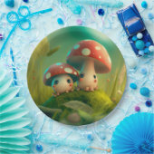 Levendig schattige elven spelen onder paddenstoele papieren bordje (Feest)