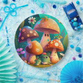 Levendig schattige elven spelen onder paddenstoele papieren bordje (Feest)