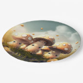 Levendig schattige elven spelen onder paddenstoele papieren bordje (Gekanteld)