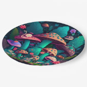 Levendig schattige elven spelen onder paddenstoele papieren bordje (Gekanteld)