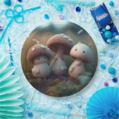 Levendig schattige elven spelen onder paddenstoele papieren bordje (Feest)