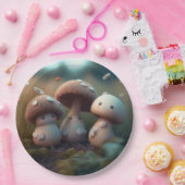 Levendig schattige elven spelen onder paddenstoele papieren bordje (Feest)