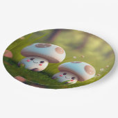 Levendig schattige elven spelen onder paddenstoele papieren bordje (Gekanteld)