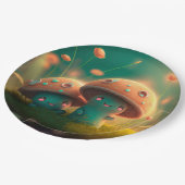 Levendig schattige elven spelen onder paddenstoele papieren bordje (Gekanteld)