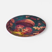 Levendig schattige elven spelen onder paddenstoele papieren bordje (Gekanteld)