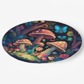 Levendig schattige elven spelen onder paddenstoele papieren bordje (Gekanteld)