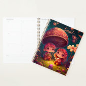 Levendig schattige elven spelen onder paddenstoele planner (Display)