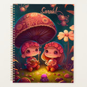 Levendig schattige elven spelen onder paddenstoele planner (Voorkant)