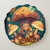 Levendig schattige elven spelen onder paddenstoele rond kussen (Achterkant)