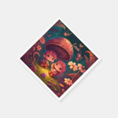 Levendig schattige elven spelen onder paddenstoele servet (Hoek)