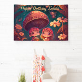 Levendig schattige elven spelen onder paddenstoele spandoek (Insitu)