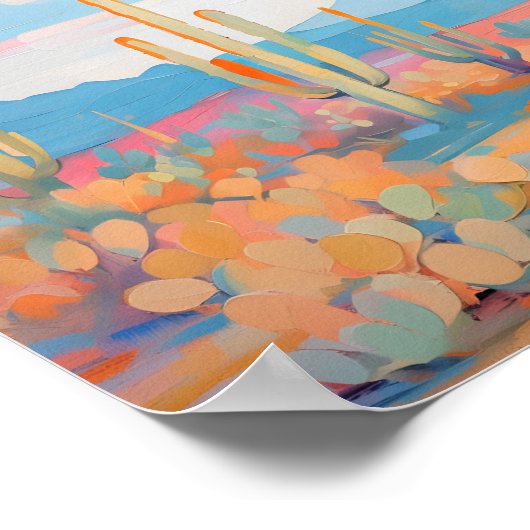 Levendig schilderij Cactus Desert Westerne kunst Poster (Hoek)