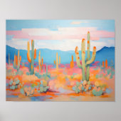 Levendig schilderij Cactus Desert Westerne kunst Poster (Voorkant)