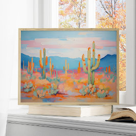 Levendig schilderij Cactus Desert Westerne kunst Poster