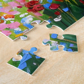 Levendig schilderij Mountain Wildflower Cabin Art Legpuzzel (Zijkant)