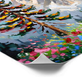 Levendig schilderij Mountain Wildflower Cabin Art Poster (Hoek)