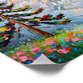 Levendig schilderij Mountain Wildflower Cabin Art Poster (Hoek)