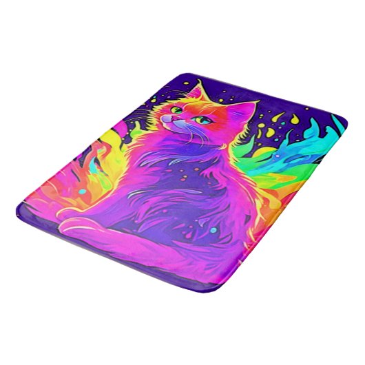 Levendig schilderij van kat in vlammen opgegaan badmat (Gekanteld)