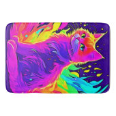 Levendig schilderij van kat in vlammen opgegaan badmat (Voorkant)