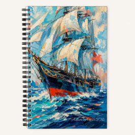 Levendig Schilderij van Zeilschip Impressionistisc Notitieboek