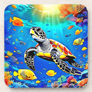 Levendig Schildpad Reef Leven Bier Onderzetter