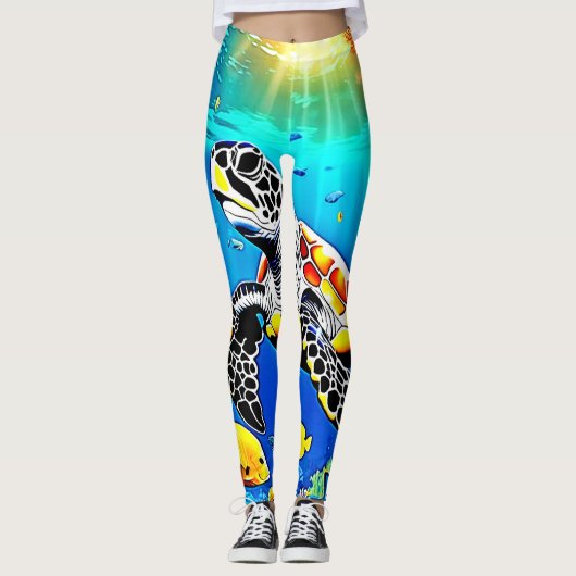 Levendig Schildpad Reef Leven Leggings (Voorkant)